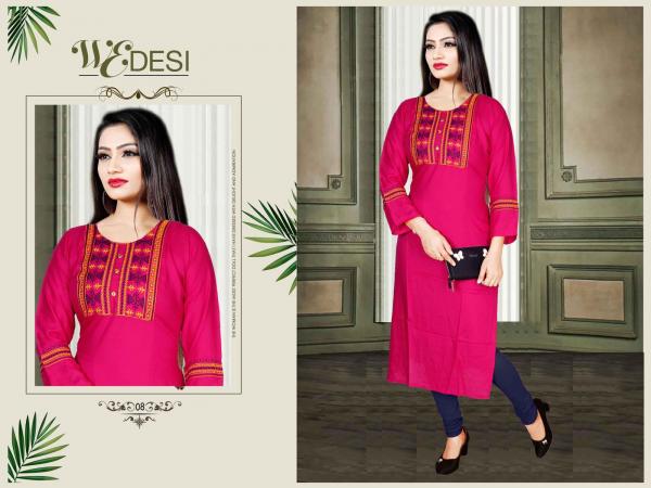 Aagya We Desi 4 Rayon Embroidery Fancy Kurti